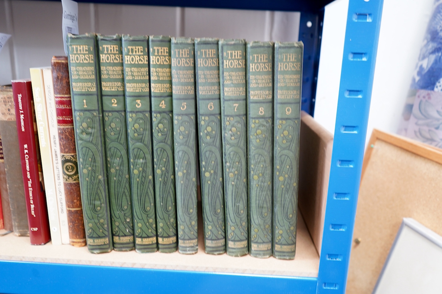 Axe, J. Wortley (editor) - The Horse: its treatment in health and disease. With a complete guide to breeding training and management. 9 vols. many plates (some coloured and folded), 13 folded pedigree tables, many text i
